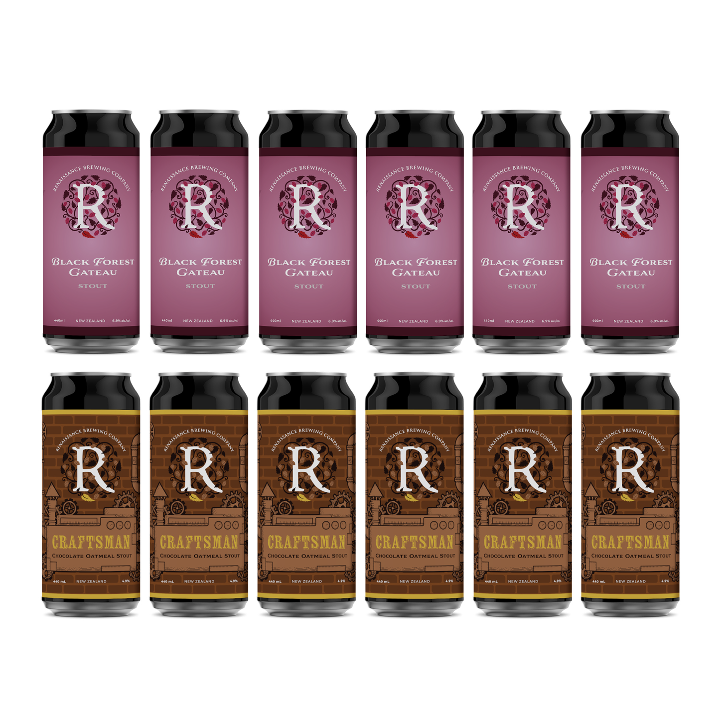 Renaissance Black Forest Gateau & Craftsman Chocolate Oatmeal Stout 12 x 440ml Mix Pack